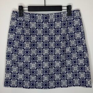 J. Crew Navy and White Patterned Skirt